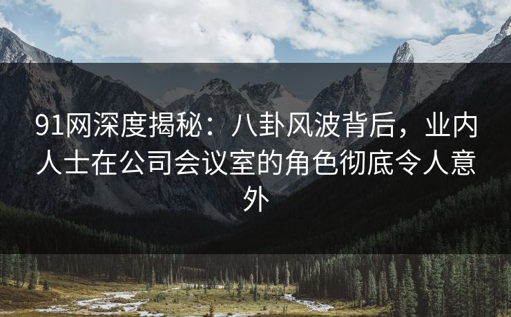 91网深度揭秘：八卦风波背后，业内人士在公司会议室的角色彻底令人意外
