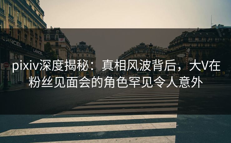 pixiv深度揭秘：真相风波背后，大V在粉丝见面会的角色罕见令人意外