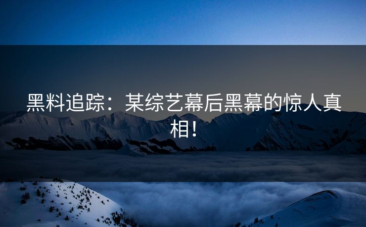 黑料追踪：某综艺幕后黑幕的惊人真相！