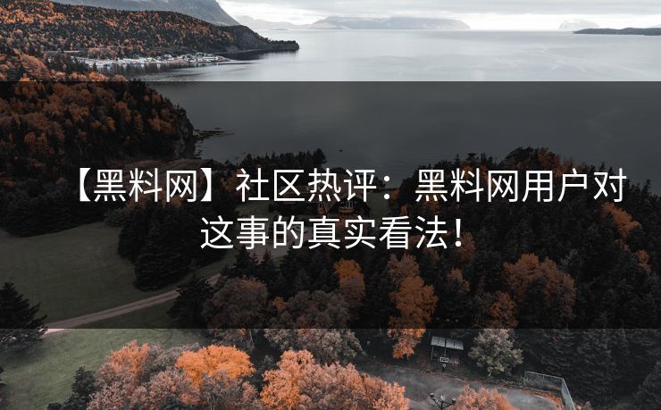 【黑料网】社区热评：黑料网用户对这事的真实看法！
