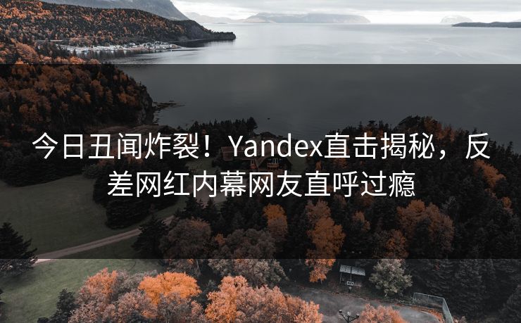 今日丑闻炸裂！Yandex直击揭秘，反差网红内幕网友直呼过瘾