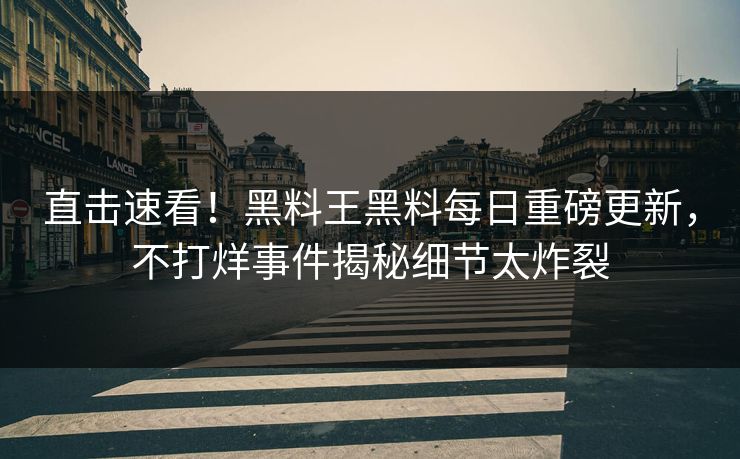 直击速看！黑料王黑料每日重磅更新，不打烊事件揭秘细节太炸裂
