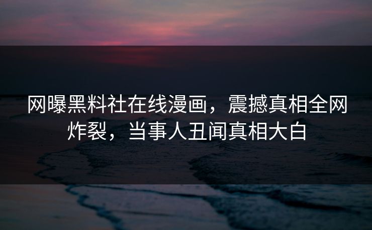 网曝黑料社在线漫画，震撼真相全网炸裂，当事人丑闻真相大白