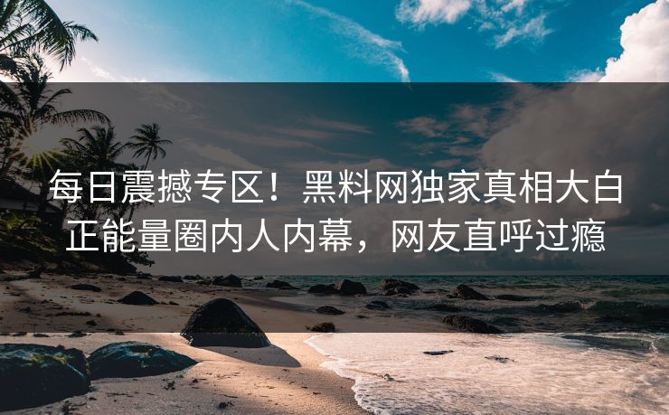 每日震撼专区！黑料网独家真相大白正能量圈内人内幕，网友直呼过瘾