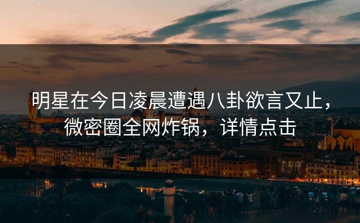 明星在今日凌晨遭遇八卦欲言又止，微密圈全网炸锅，详情点击