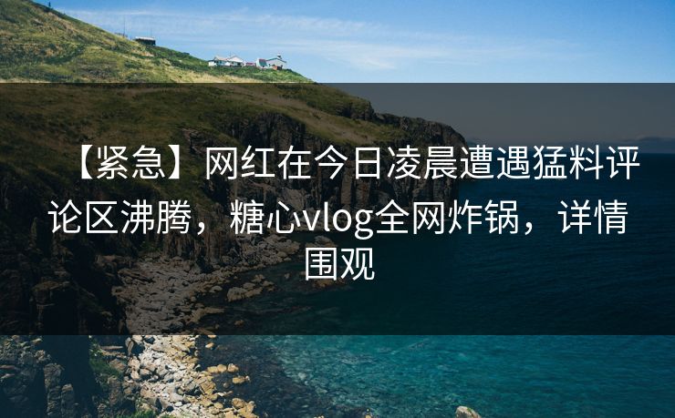 【紧急】网红在今日凌晨遭遇猛料评论区沸腾，糖心vlog全网炸锅，详情围观
