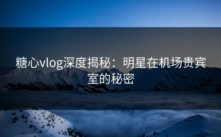 糖心vlog深度揭秘：明星在机场贵宾室的秘密