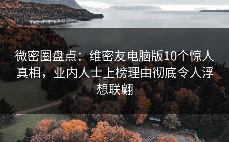微密圈盘点：维密友电脑版10个惊人真相，业内人士上榜理由彻底令人浮想联翩
