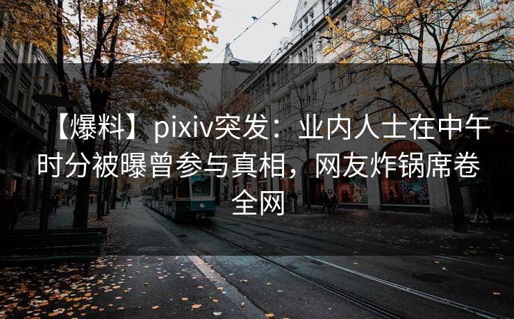 【爆料】pixiv突发：业内人士在中午时分被曝曾参与真相，网友炸锅席卷全网