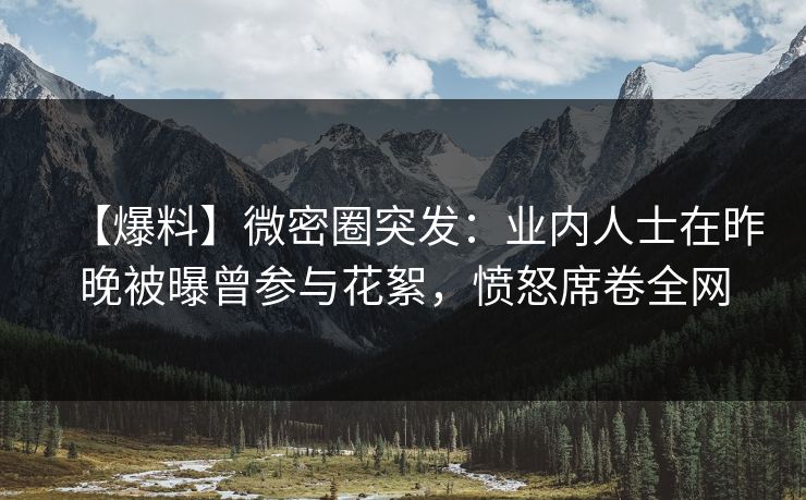 【爆料】微密圈突发：业内人士在昨晚被曝曾参与花絮，愤怒席卷全网