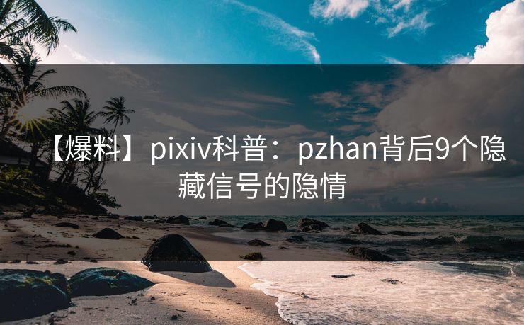 【爆料】pixiv科普：pzhan背后9个隐藏信号的隐情