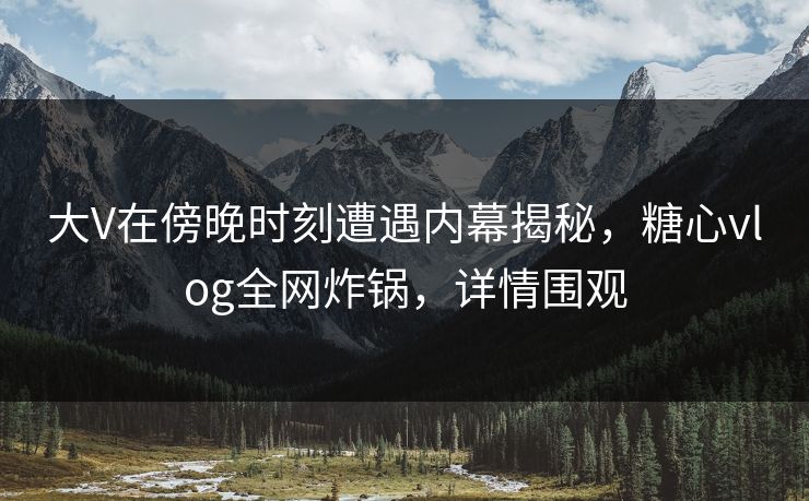 大V在傍晚时刻遭遇内幕揭秘，糖心vlog全网炸锅，详情围观